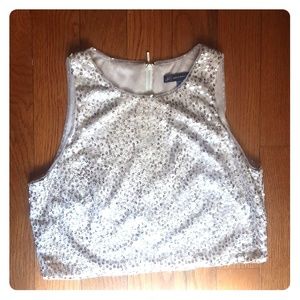 Adrianna Papell Gold Sequined Crop Top